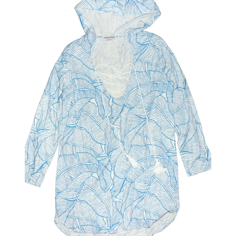 Charlie Holiday Blue Palm Print Swim Cover Up